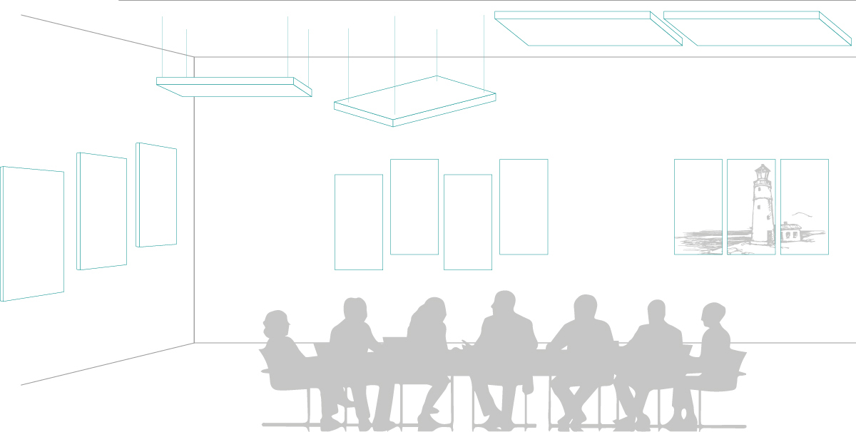 Schema di applicazione dei pannelli Phonolook 3D Rettangolo